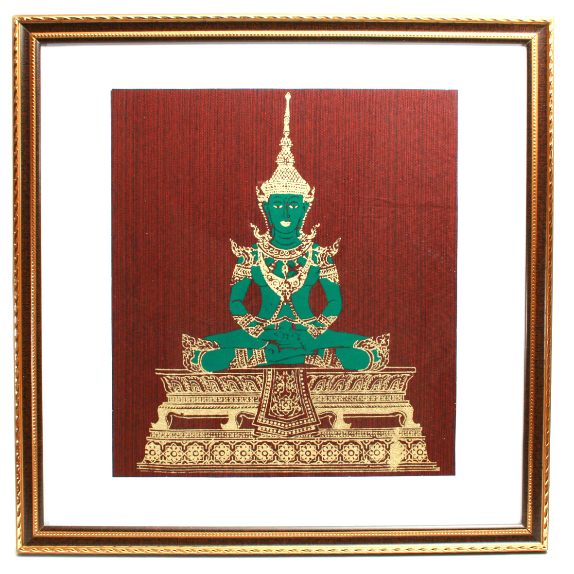 Royal Jade Green Throned Buddha Thai Screen Print