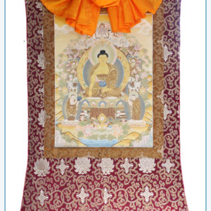 Golden Buddha with Attendants Thangka